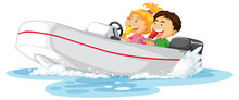 Couple Kids On Dinghy Boat