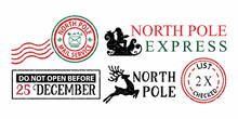 Set Of North Pole Rubber Stamp Designs With White Background