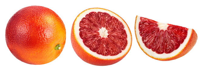 Wall Mural - Blood red oranges isolated on white background. Top view. Flat lay. Set or collection