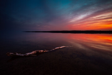 Canvas Print - Beautiful sunset at Curonian Lagoon in Lithuania