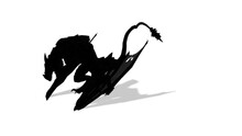3d Illustration - Silhouette Of Dragon Walking On White  Backgound