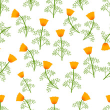 The California Poppy Flower Seamless Pattern 