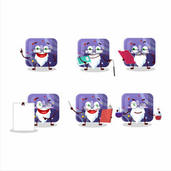 Poster - Professor purple gummy candy I academic cartoon character working on laboratory