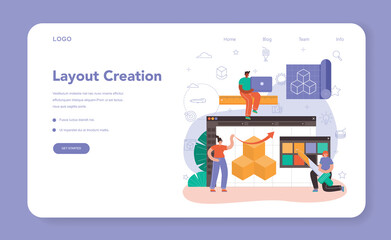 Wall Mural - 3d printer web banner or landing page. digital designer drawing