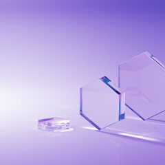 Wall Mural - glass and caustics object, 3d render abstract background.