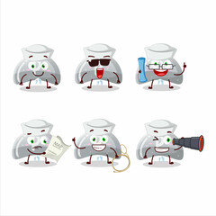 Sticker - A character image design of curve white gummy candy as a ship captain with binocular