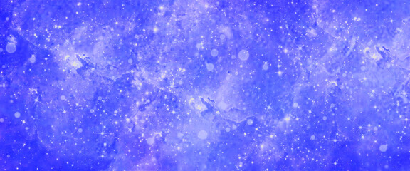 Wall Mural - Vector cosmic watercolor illustration. Colorful space background with stars,  Blue watercolor galaxy texture, fantazy universe, Purple clouds, Paint splash.