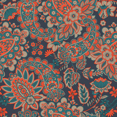  Paisley Ornamental seamless pattern. kalamkari vector fabric background