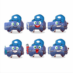 Wall Mural - mechanic blue car gummy candy cute mascot character with pliers