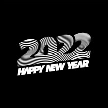 2022 Zebra Wave Abstract Style, Sign Happy New Year 2022 Abstract Line Letter Design Vector, Template 2022 New Year For Social Media, Merchandise, Greeting Card