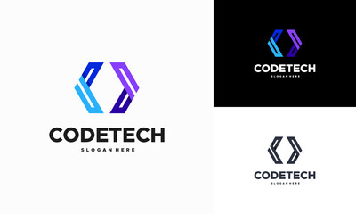 Sticker - modern coding logo designs concept vector, programmer technology logo icon vector