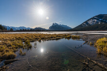 Frozen Vermilion Lakes In Banff National