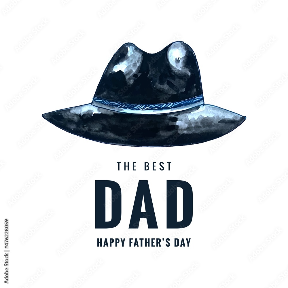 Happy fathers day card design with hat background Stock Vector | Adobe ...