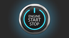 Engine Start Stop Button With Blue Shine