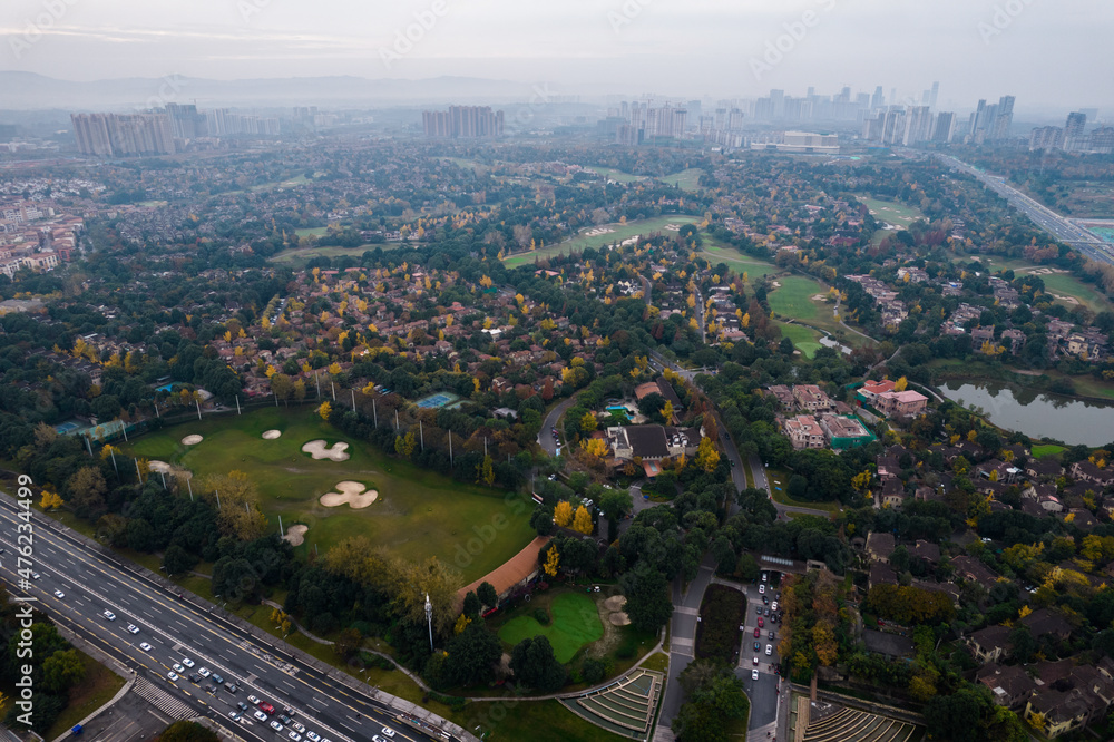 Aerial photography of the modern building skyline night view of Chengdu ...