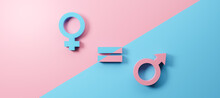 Gender Equality Conceptual Image, Meaning Of Sex And Equality Of Male And Female On Color Background, Equal Gender Balance And Parity, Transgender Symbol In Simple,sexual Orientation Icon,3d Rendering