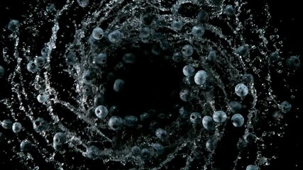 Wall Mural - Super slow motion of blueberries flying in the air. Macro shot. Filmed on high speed cinema camera, 1000 fps.