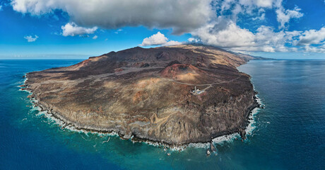 Sticker - Aerial panoramic view of Southwest coast of El Hierro (Canary Islands) near Lighthouse Faro de Orchilla