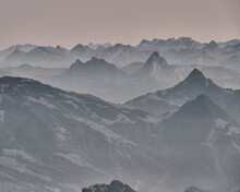 Beautiful Panoramic View Of Mount Pilatus Peaks In Switzerland