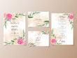 © agnetart - Beautiful pink and yellow flowers wedding invitation card