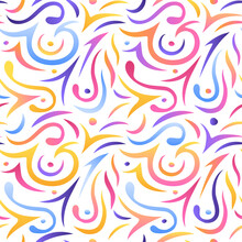 Seamless Multicolored Gradient Pattern. Hand Drawn Elements. Abstract Ornate Seamless Background. Rainbow Ornament