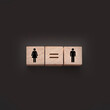 © Ana Baraulia - Concepts of gender equality. wooden cubes with female and male symbol and equal sign. Equal pay social quaranty concept