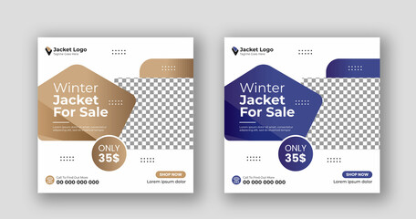 Business jacket sale social media post square flyer banner template