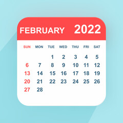 Poster - Flat Icon Calendar February 2022. 3d Rendering