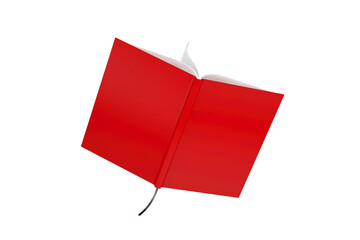 Fototapete - Opened Book Mockup with Red Cover and Free Space for Your Design. 3d Rendering