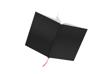 Fototapete - Opened Book Mockup with Black Cover and Free Space for Your Design. 3d Rendering