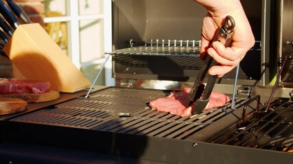 Poster - A male cooking barbeque in 4K