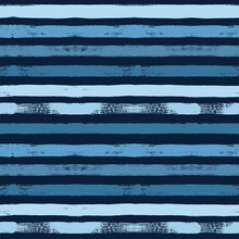 Stripes Pattern, Navy Blue Striped Seamless Vector Background, Sailor Brush Strokes. Nautical Grunge Stripes, Watercolor Paintbrush Line