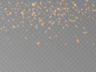 Wall Mural - Sparkling golden glitter effect. Shiny background decorative element isolated on transparent background.