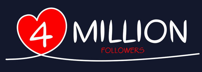 4000000 followers thank you celebration, 4 Million followers template design for social network and follower, Vector illustration.