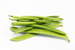 Flat Long Green Runner Beans Known As Jhar Sim, Falia, Keralan, Sem Ki Phali, Surti Papdi, Guar Ki Fali, Gawar Isolated On White Background. Vegetable. Used To Cook Curry Bhaji Sabji Or Hari Sabzi