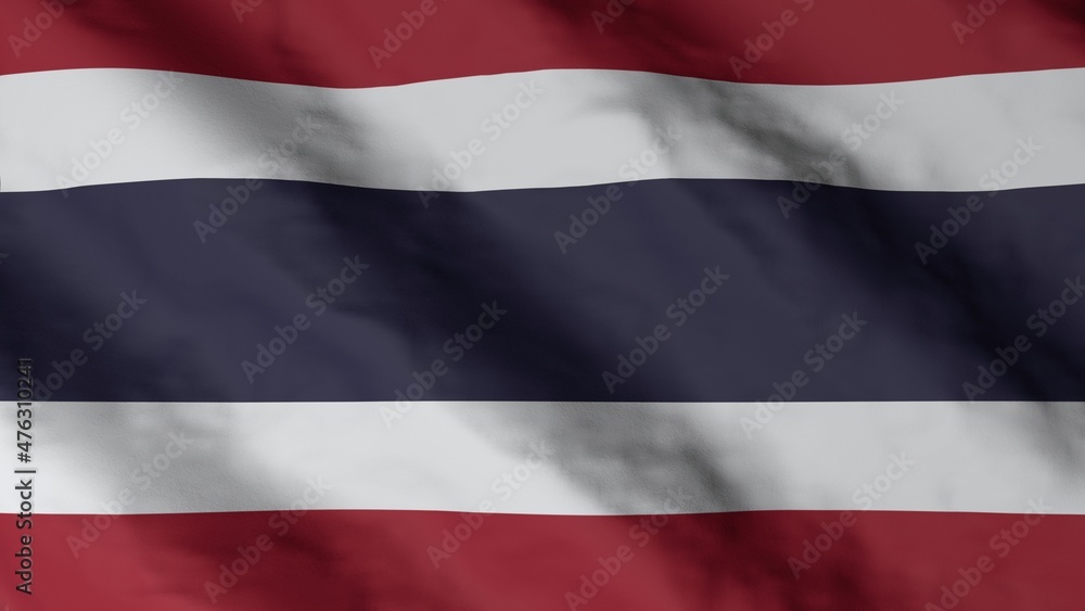 Thai national flag. State flag of Thailand illustration. 3D Render ...