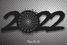 Numbers 2022 And A Abstract Bike Wheel Made Of Blots In Grunge Style. Design Text Logo Happy New Year 2022. Template For Greeting Card, Banner, Poster. Vector Illustration On Isolated Background