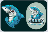 Fototapeta Kosmos - Strong shark cartoon design template