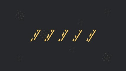 Wall Mural - Coming Soon Text Reveal. Yellow Text and Rotating Parts on Black Background. 2D, Minimal Design. Intro Live Streaming, Opening Soon and Maintenance Mode Concept. Seamless Loop 4k