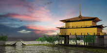 3d Rendering Of Nice Temple With Beautiful Background
