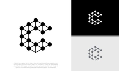 Wall Mural - innovative high tech logo template. abstract artificial intelligence logo. initial c logo design.