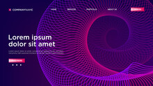 Purple Abstract Spiral Shape Background Website Landing Page. Landing Page Background. Futuristic Digital Helix Motion Gradient Pattern. Dynamic Neon 3d Colorful Layout Backdrop.
