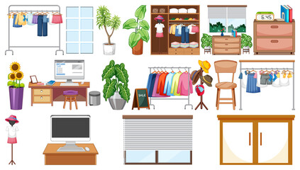 Poster - Set of interior furniture and decorations