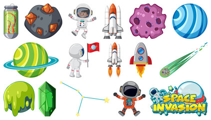 Wall Mural - Set of isolated fantasy space objects