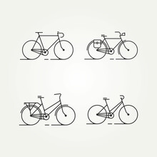 Bicycle Minimalist Line Art Icon Logo Template Vector Illustration Design