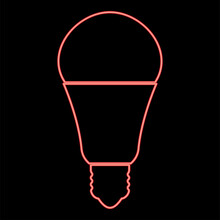 Neon Led Lightbulb Red Color Vector Illustration Image Flat Style