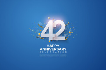 Wall Mural - 42nd anniversary background illustration with colorful number.