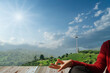 © jatupron - view of mountains. Landscape. Sunny Day. Terrace with a beautiful view.