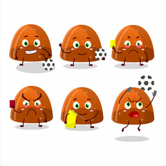 Sticker - Orange jelly gummy candy cartoon character working as a Football referee