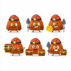 Wall Mural - miners orange jelly gummy candy cute mascot character wearing helmet